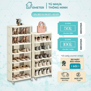 Kể để giày dép nhiều tầng gấp gọn thông minh có bánh xe 360, chất liệu nhựa PP chịu lực tốt siêu bền mới nhất 2024