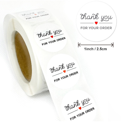 Cuộn sticker tem dán "thank you for your order" 2.5cm