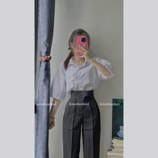 [Mã 11] Quần Tây Nút Cài Lệch Xếp Ly