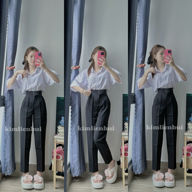 [Mã 11] Quần Tây Nút Cài Lệch Xếp Ly