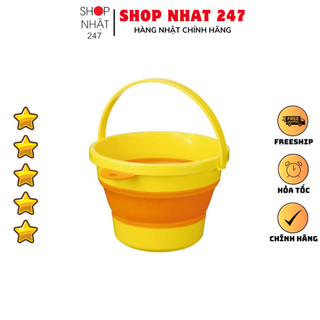 [Hỏa Tốc HN] Xô mềm mini gấp gọn cao cấp 3,7L màu vàng ISETO Nội địa Nhật Bản