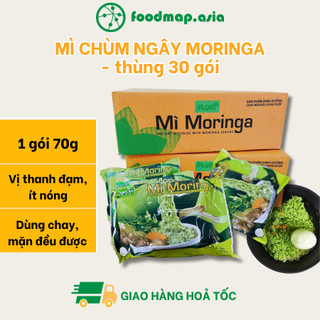 Thùng Mì Chùm Ngây Moringa Dinh Dưỡng - Mì sợi xanh 30 Gói - Mori