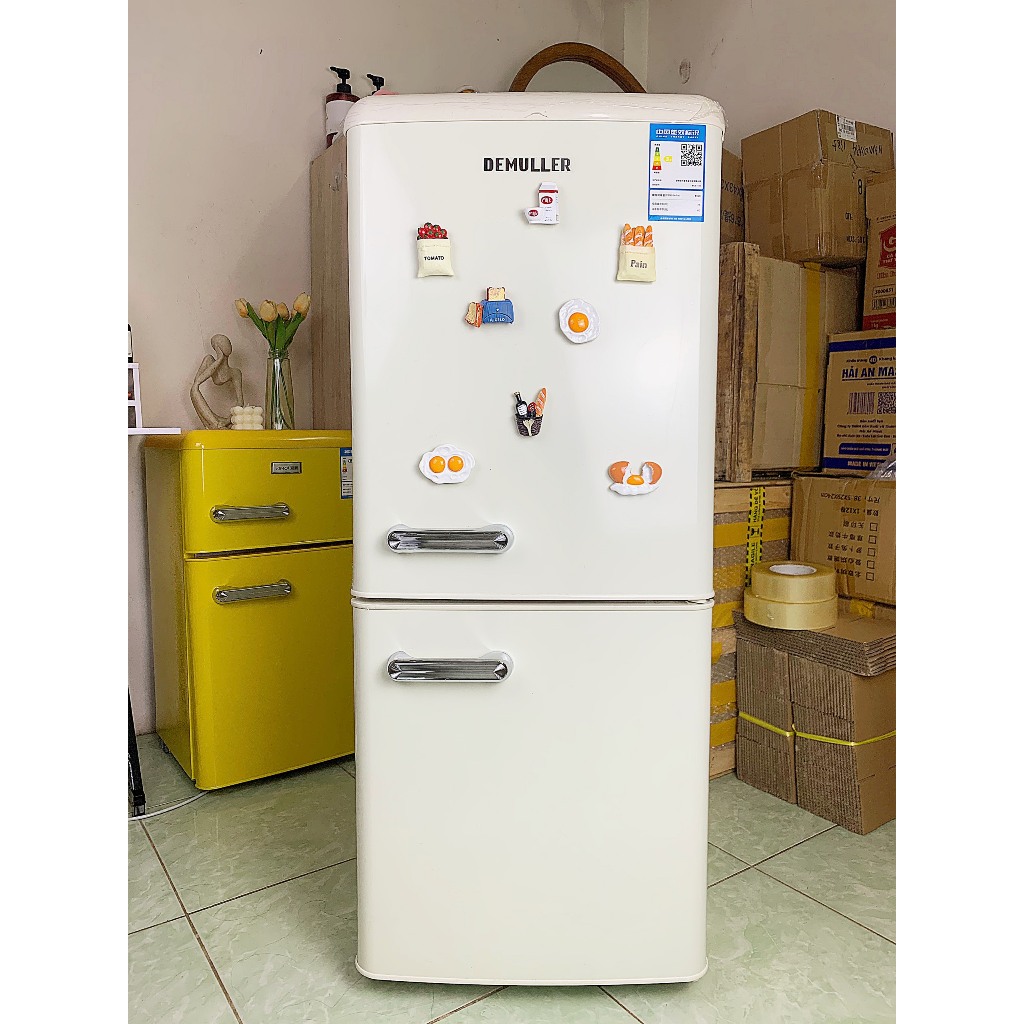 Tủ lạnh 2 cửa Demuller 136L tiết kiệm điện, phù hợp cho gia đình, thiết kế cổ điển, gia dụng ForHome