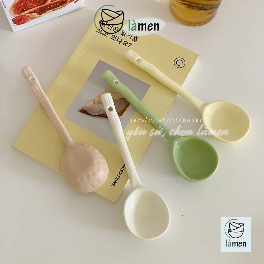 [Bảo Hành Bể Vỡ] Thìa Sứ Cao Cấp, Muỗng sứ Ăn Cơm Màu Sắc Trang Nhã Phong Cách Hàn Quốc THIA001