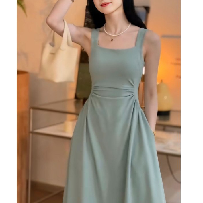 Đầm 2 dây dự tiệc dáng dài body Hun Fasshion chất yumi hàn hàng 2 lớp triết eo khoe dáng dễ thương | BigBuy360 - bigbuy360.vn