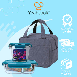 Bộ hộp đựng cơm thủy tinh chia ngăn cao cấp kèm túi giữ nhiệt Yeahcook Glass Lunch Box