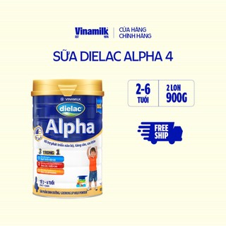2 hộp sữa bột vinamilk dielac alpha 4 - hộp thiếc 900g