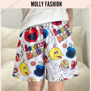 Quần Short hoạt hình SESAME Unisex dành cho nam nữ mặc nhà 38-65kg Molly Fashion