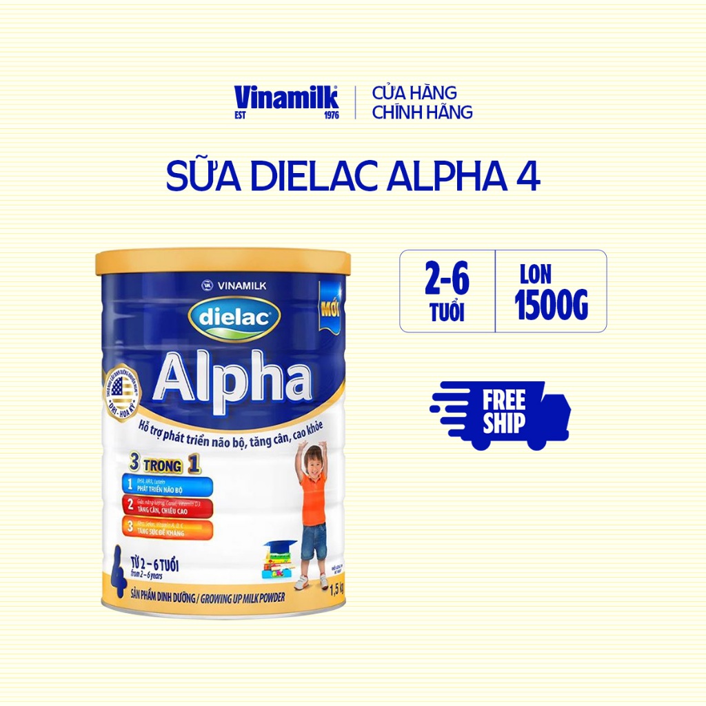 Sữa bột Vinamilk Dielac Alpha 4 1.5kg (cho bé từ 2- 6 tuổi)