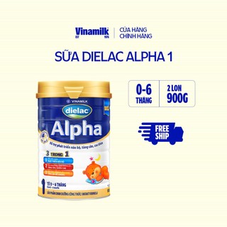  2 Hộp Sữa bột Vinamilk Dielac Alpha 1 - Hộp thiếc 900g  cho bé từ 0 - 6 tháng tuổi  