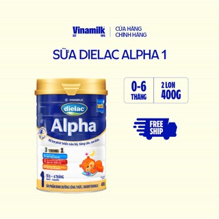  2 Hộp Sữa bột Vinamilk Dielac Alpha 1 - Hộp thiếc 400g  cho bé từ 0 - 6 tháng tuổi  