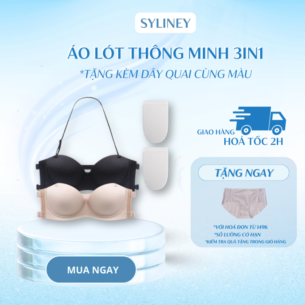 Áo Lót Không Dây Hở Lưng Syliney Có Gọng Chống Tụt, Nâng Ngực Tạo Khe, Mặc Được 4 Kiểu AB