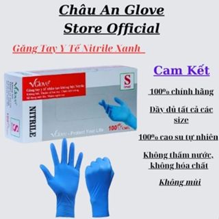 Găng tay cao su y tế | găng tay y tế không bột nitrile xanh chuyên dùng phòng khám, phun xăm thẩm mỹ