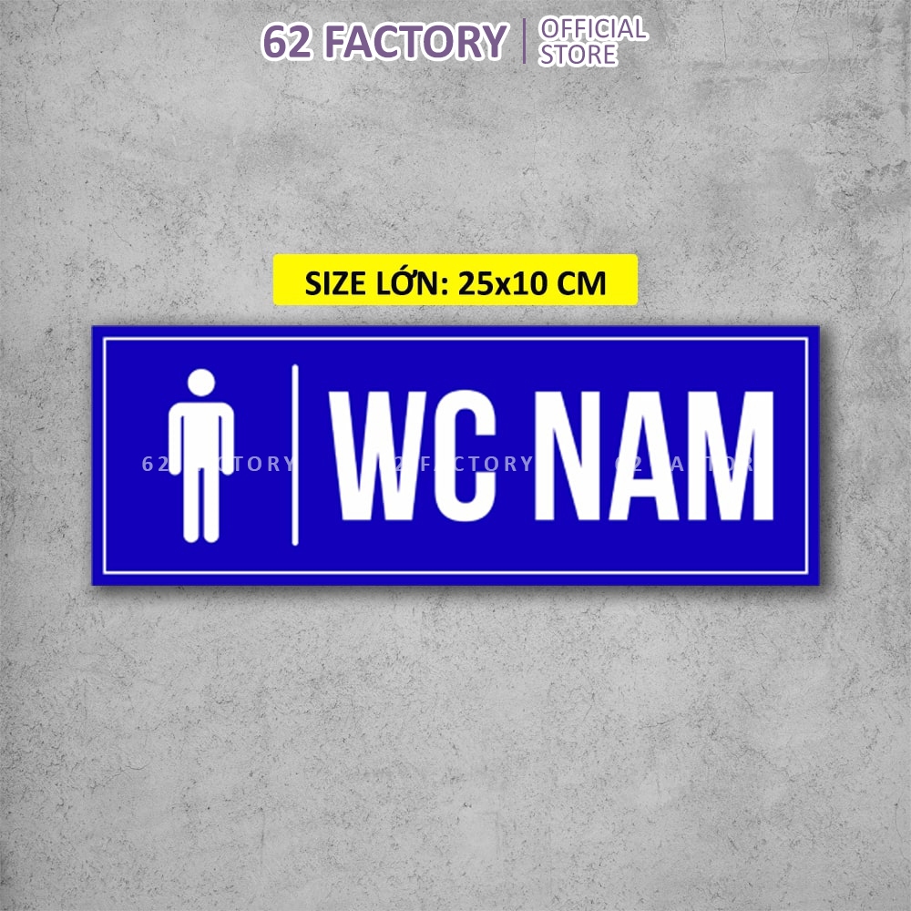 Decal Dán Biển Báo Nhà Vệ Sinh WC Toilet Nam Nữ Trắng Xanh chống nước dán trang trí quán trà sữa, cà phê BIEN-5-WC