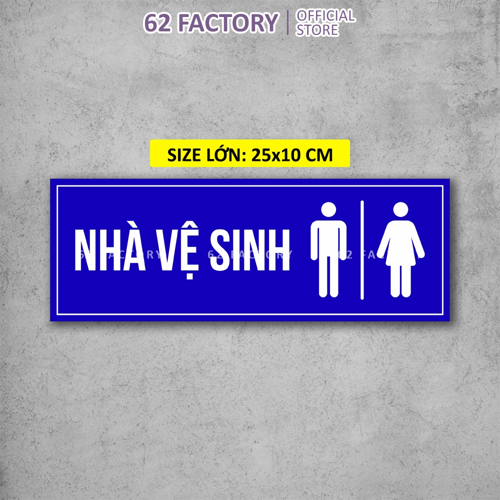 Decal Dán Biển Báo Nhà Vệ Sinh WC Toilet Nam Nữ Trắng Xanh chống nước dán trang trí quán trà sữa, cà phê BIEN-5-WC