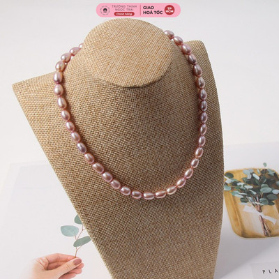 Vòng cổ Ngọc Trai Gạo 8ly Màu Hồng Tím - Ngọc Trai Trường Thịnh