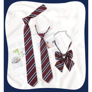 Cavat nơ kỷ yếu - Đồng phục học sinh họa tiết kẻ chéo năng động - cá tính (cavat thắt sẵn + tự thắt)