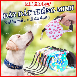 Dây dắt chó mèo thông minh dài 3m (Có nút bấm thu dây tự động) dây dắt huấn luyện chó mèo