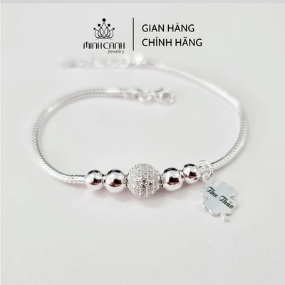 Lắc Bạc Trẻ Em Mix Cầu Đá Khắc Tên Bạc Ta Cao Cấp - Minh Canh Jewelry