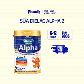  2 Hộp Sữa bột Vinamilk Dielac Alpha 2 - Hộp thiếc 900g  cho bé từ 6 - 12 tháng tuổi  