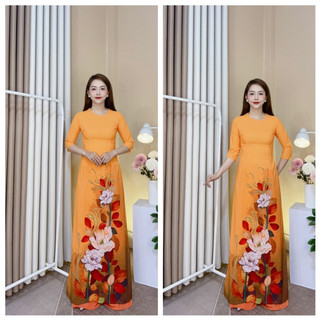 Áo dài chất lụa nhật in 3D cao cấp nữ tính , thanh lịch