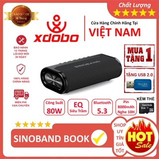 Loa bluetooth 5.3 xdobo book công suất 80w bass siêu trầm, chống nước ipx5, hỗ trợ thẻ tf/usb/tws, 18h nghẹ nhạc