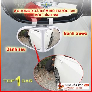 Gương cầu lồi ô tô soi điểm mù, Gương 3R xóa điểm mù xe hơi nhìn bánh trước gắn kính chiếu hậu cho oto dính bằng keo 3M