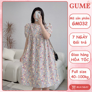 Đầm bầu thiết kế-váy suông timi váy hoa nhí 2 tầng màu ghi, chất thô cotton siêu mát_gm032ghi