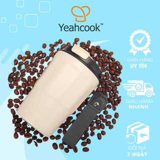 Cốc giữ nhiệt Coffee 380ml, ly giữ nhiệt inox 316 chống tràn, ly uống cafe YEAHCOOK