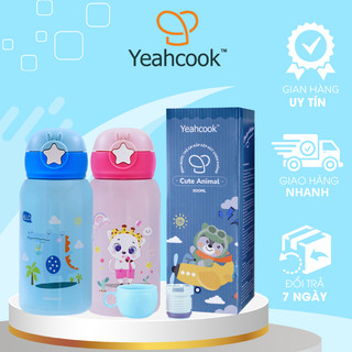 Bình nước cho bé có ống hút giữ nhiệt nóng lạnh 24h Yeahcook