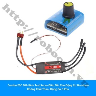 Bộ ESC 30A Kèm Test Servo Điều Tốc Cho Động Cơ Motor Brushless Không Chổi Than Chế Quạt