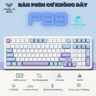 Bàn phím cơ không dây Aula F99 - Hỗ trợ hotswap 5pin - Layout fullsize tiện lợi - 3 mode kết nối