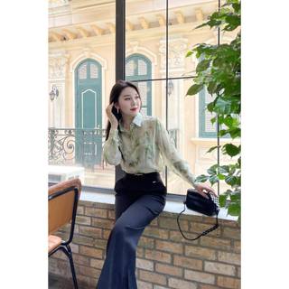 Sơ mi tay dài phối họa tiết thủy mặc LA424