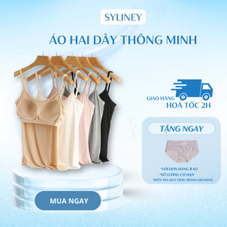 Áo hai dây chất liệu cotton lụa syliney kèm đệm lót nâng v1 siều mềm mát 2st