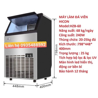 Máy làm đá viên tinh khiết Hicon 68kg-công suất 240w tiết kiệm điện-làm đá nhanh- hàng cao cấp-bảo hành 1 năm
