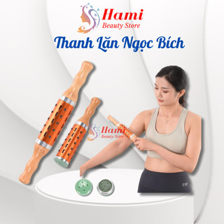 Thanh lăn ngải cứu ngọc bích loại 2 tay cầm massage giảm đau mỏi toàn thân | Con lăn ngải ngọc bích