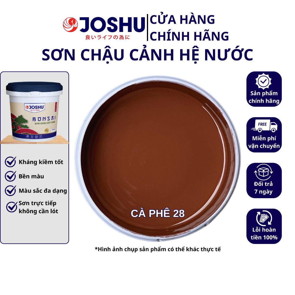 Sơn chậu cảnh JOSHU màu nâu hộp 1L có kháng kiềm, Sơn chậu kiểng, Sơn ngoại thất