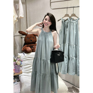 New   Váy bò cổ yếm babydoll dáng dài chất bò giặt mềm mịn sịn sò