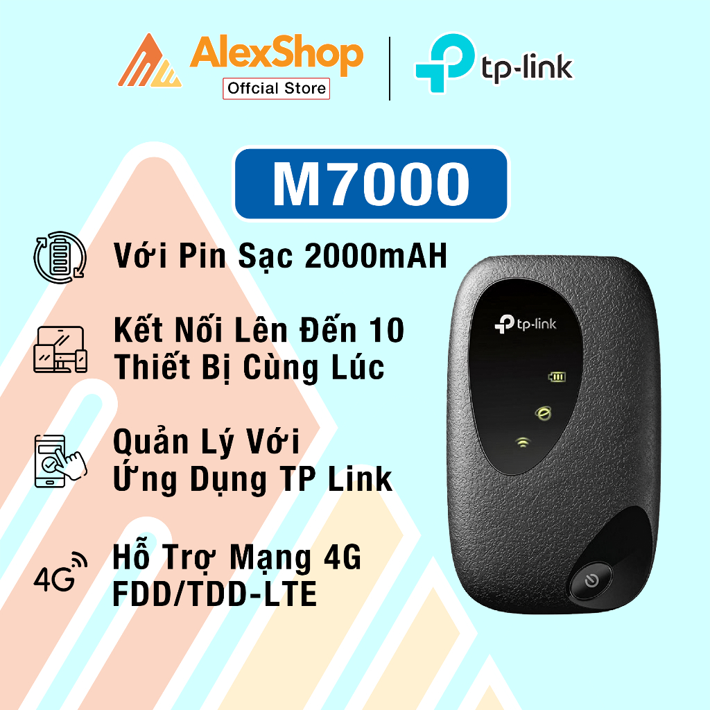 TP-Link M7000 Phát Sim 4G Di Động Pin 2000Mah - Bảo Hành 24 Tháng