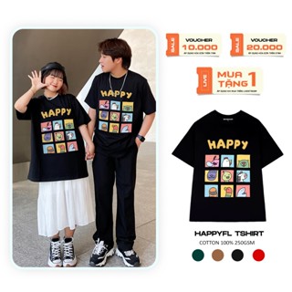 Áo thun HAPPY Basic Oversize Tee phông nam nữ tay lỡ 250gsm [BRN 13]