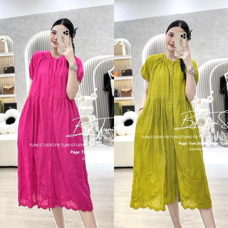Váy xuông QC l1 mềm mại ren boi hai lớp cổ tròn tiểu thư