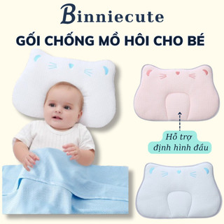 Gối ngủ thấm hút mồ hôi cho bé sơ sinh 0-12 tháng tuổi BINNIECUTE- giúp bé ngủ ngon, định hình đầu cho bé 42x29cm