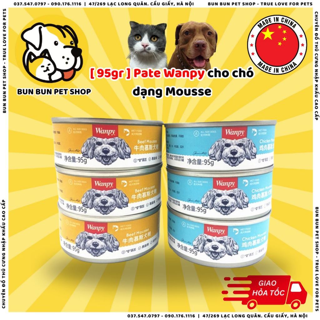 [ 95gr ] Pate Wanpy cho chó dạng Mousse