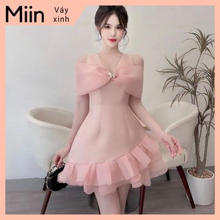 Váy tapta trễ vai tơ đuôi cá chéo