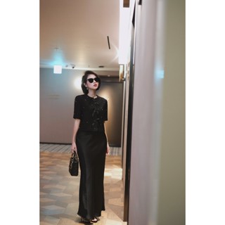 Chân váy lụa đuôi cá 2 màu Đen , Be Bohee - Cv82