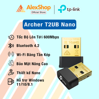 Usb wifi-bluetooth tp-link t2ub nano ac600 bluetooth 4.2 dùng cho pc hoặc laptop - chính hãng