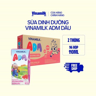2 Thùng Sữa dinh dưỡng Vinamilk ADM Gold IQ Hương dâu Hộp 110ml - 48 hộp/Thùng