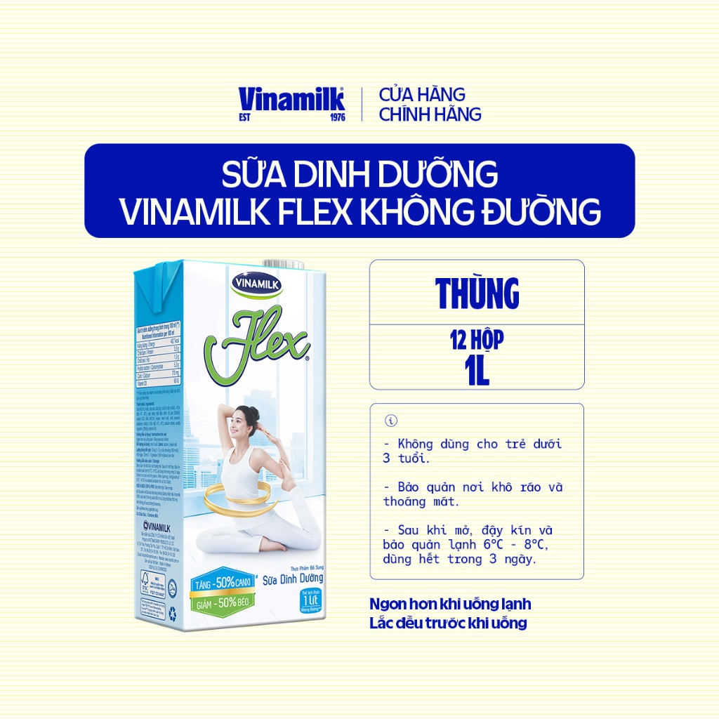 Thùng 12 Hộp Sữa Dinh Dưỡng Flex Giàu Canxi Không Lactoza 1L | BigBuy360 - bigbuy360.vn