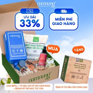 (Mua 1 tặng 1)Chai refill + túi dầu gội NAMNUNG hỗ trợ tóc giảm rụng + serum tặng 1 túi dầu gội cùng loại