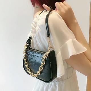 Túi đeo chéo kim sa nữ thời trang kẻ chỉ phối kim tuyến SL